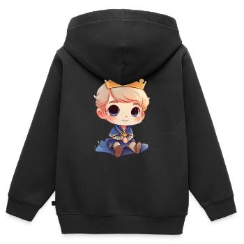L’élégance royale Un prince - Sweat Premium à capuche zippé enfant bio - noir - Dos - AI Model Kid Male (0cm)