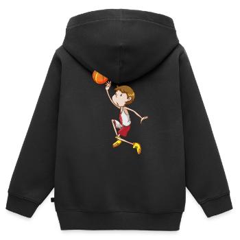 Ballsport - Kinder Premium Organic Zip Hoodie - Schwarz - Hinten - AI Model Kid Male (0cm)