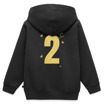 Goldene Krone zum 2. Jahrestag - Kinder Premium Organic Zip Hoodie - Schwarz - Hinten - AI Model Kid Male (0cm)