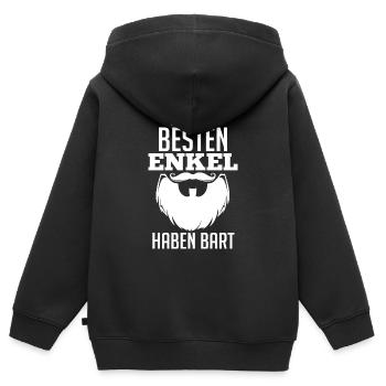 Enkel - Kinder Premium Organic Zip Hoodie - Schwarz - Hinten - AI Model Kid Male (0cm)