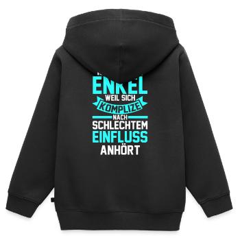 Enkel - Kinder Premium Organic Zip Hoodie - Schwarz - Hinten - AI Model Kid Male (0cm)