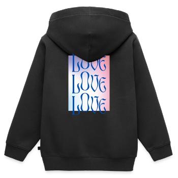LOVE LOVE LOVE - coloré - Sweat Premium à capuche zippé enfant bio - noir - Dos - AI Model Kid Male (0cm)