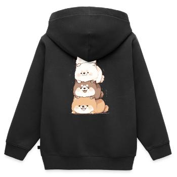 Shiba Pyramide - Kinder Premium Organic Zip Hoodie - Schwarz - Hinten - AI Model Kid Male (0cm)