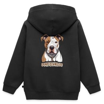 Kampfschmuser (American Stafford) - Kinder Premium Organic Zip Hoodie - Schwarz - Hinten - AI Model Kid Male (0cm)