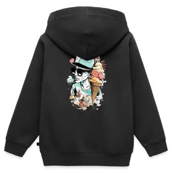 Marco le glacier - Sweat Premium à capuche zippé enfant bio - noir - Dos - AI Model Kid Male (0cm)