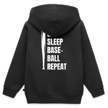 Équipe de baseball Joueur de baseball Baseballer - Sweat Premium à capuche zippé enfant bio - noir - Dos - AI Model Kid Male (0cm)