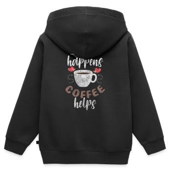 Kaffee Espresso Cappuccino Energie - Kinder Premium Organic Zip Hoodie - Schwarz - Hinten - AI Model Kid Male (0cm)