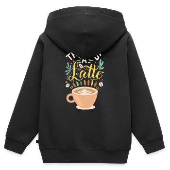 Merci A Latte - Sweat Premium à capuche zippé enfant bio - noir - Dos - AI Model Kid Male (0cm)