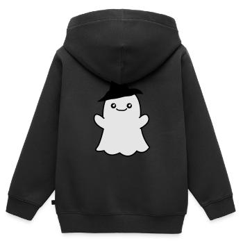 Fantôme - Sweat Premium à capuche zippé enfant bio - noir - Dos - AI Model Kid Male (0cm)