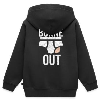 Burne out briefs humor burn out colleague work - Kids Premium Organic Zip-up Hoodie - black - Back - AI Model Kid Male (0cm)