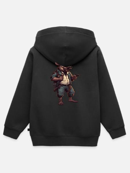 Wildschwein in Cyberpunk-Atmosphäre - Kinder Premium Organic Zip Hoodie - Schwarz
