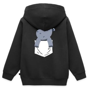 Hippopotame Hippopotame - Sweat Premium à capuche zippé enfant bio - noir - Dos - AI Model Kid Male (0cm)