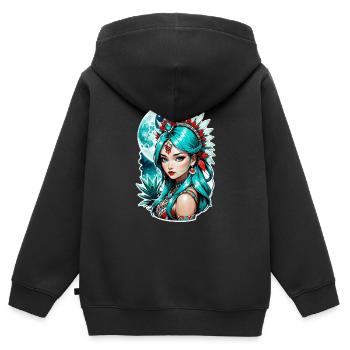 Indische Prinzessin - Aztek - Kinder Premium Organic Zip Hoodie - Schwarz - Hinten - AI Model Kid Male (0cm)