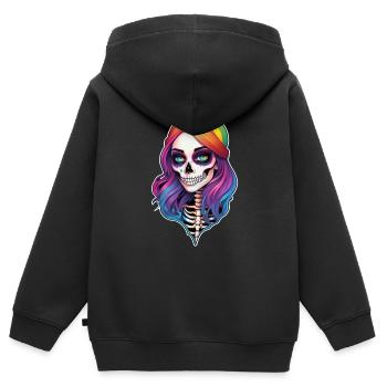 Halloween - Rock & Regenbogen - Kinder Premium Organic Zip Hoodie - Schwarz - Hinten - AI Model Kid Male (0cm)
