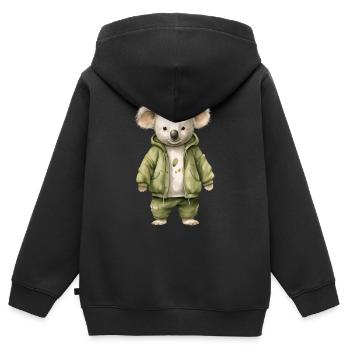 Eucalyptus enchanteur : T-shirt BounceKoala - Sweat Premium à capuche zippé enfant bio - noir - Dos - AI Model Kid Male (0cm)