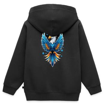 Phönix - Phönix - Feuervogel - Kinder Premium Organic Zip Hoodie - Schwarz - Hinten - AI Model Kid Male (0cm)