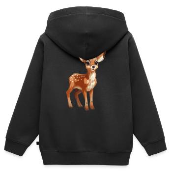 Rehkitz - Kinder Premium Organic Zip Hoodie - Schwarz - Hinten - AI Model Kid Male (0cm)