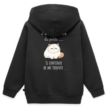 J’ai beau perdre poids il continue de me trouver - Sweat Premium à capuche zippé enfant bio - noir - Dos - AI Model Kid Male (0cm)