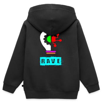 Rave-Glühbirne - Kinder Premium Organic Zip Hoodie - Schwarz - Hinten - AI Model Kid Male (0cm)