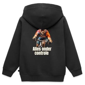 Alles unter Kontrolle. Fan des Radfahrens! - Kinder Premium Organic Zip Hoodie - Schwarz - Hinten - AI Model Kid Male (0cm)