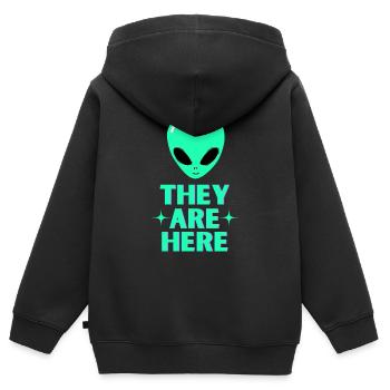 Tête d’extraterrestre Ils sont là - Sweat Premium à capuche zippé enfant bio - noir - Dos - AI Model Kid Male (0cm)