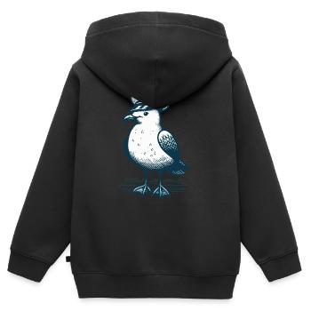 MÖWE KAPITÄN MÜTZE MEER WELLEN MARITIM BLAU ANKER - Kinder Premium Organic Zip Hoodie - Schwarz - Hinten - AI Model Kid Male (0cm)
