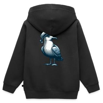 MÖWE KAPITÄN MÜTZE MEER WELLEN MARITIM BLAU ANKER - Kinder Premium Organic Zip Hoodie - Schwarz - Hinten - AI Model Kid Male (0cm)