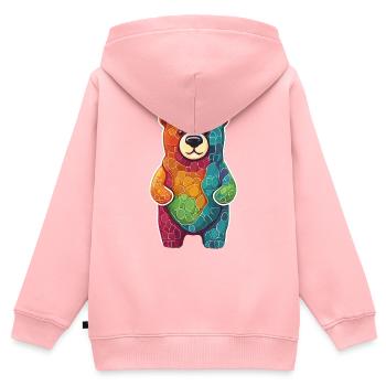 Cooler bunter Bär Gummibär Braunbär Tier - Kinder Premium Organic Zip Hoodie - Rosa - Hinten - AI Model Kid Female (0cm)