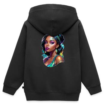 Afro Frau - Schönheit - Kinder Premium Organic Zip Hoodie - Schwarz - Hinten - AI Model Kid Male (0cm)