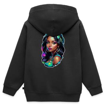 Afro Frau - Schönheit - Kinder Premium Organic Zip Hoodie - Schwarz - Hinten - AI Model Kid Male (0cm)