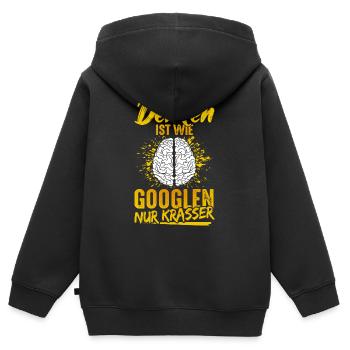 Denken Ist Wie Googlen Nur Krasser Gehirn Schüler - Kinder Premium Organic Zip Hoodie - Schwarz - Hinten - AI Model Kid Male (0cm)
