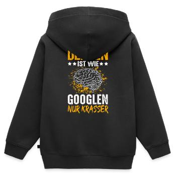 Denken Ist Wie Googlen Nur Krasser Gehirn Informat - Kinder Premium Organic Zip Hoodie - Schwarz - Hinten - AI Model Kid Male (0cm)