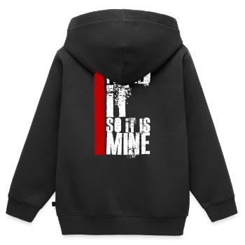 Je l’ai léché pour que ce soit le mien drôle de dire effronté - Sweat Premium à capuche zippé enfant bio - noir - Dos - AI Model Kid Male (0cm)