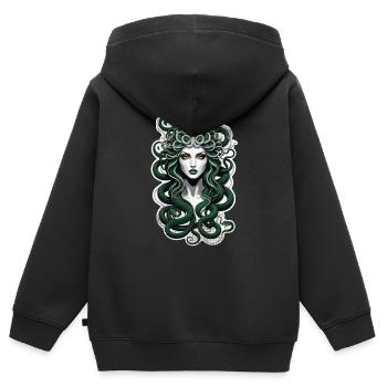 medusa mythologie grecque monstre - Sweat Premium à capuche zippé enfant bio - noir - Dos - AI Model Kid Male (0cm)