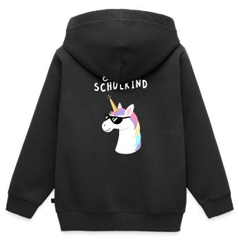 Endlich Schulkind Einhorn Schule Einschulung - Kinder Premium Organic Zip Hoodie - Schwarz - Hinten - AI Model Kid Male (0cm)