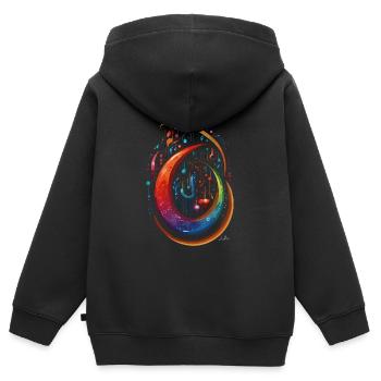 Œuvre musicale abstraite - Sweat Premium à capuche zippé enfant bio - noir - Dos - AI Model Kid Male (0cm)