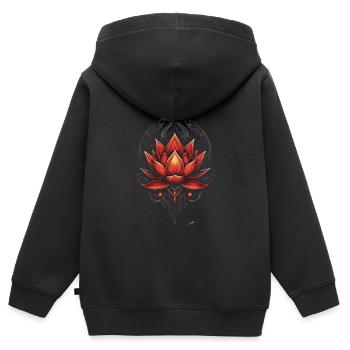 Dekorativer goldroter Lotus - Kinder Premium Organic Zip Hoodie - Schwarz - Hinten - AI Model Kid Male (0cm)