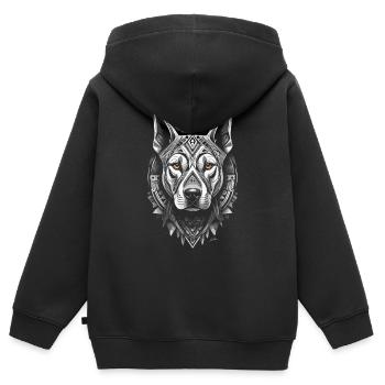 Schwarz-weißer Hund - Kinder Premium Organic Zip Hoodie - Schwarz - Hinten - AI Model Kid Male (0cm)