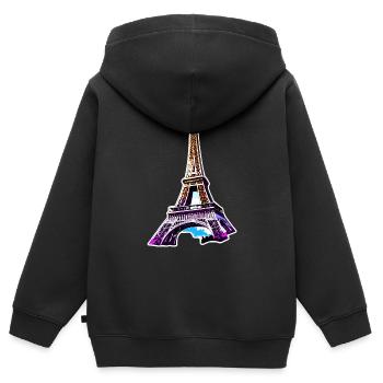 Eiffel tower #15 - Sweat Premium à capuche zippé enfant bio - noir - Dos - AI Model Kid Male (0cm)