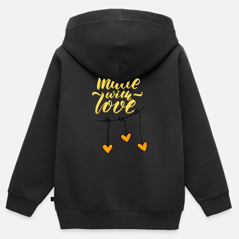 Made with Love - Sweat Premium à capuche zippé enfant bio - noir
