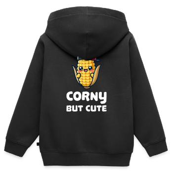 Ringard mais mignon - Sweat Premium à capuche zippé enfant bio - noir - Dos - AI Model Kid Male (0cm)