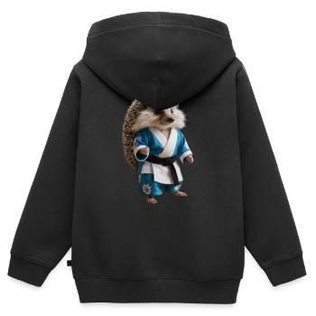 Sportlicher Igel - Kinder Premium Organic Zip Hoodie - Schwarz - Hinten - AI Model Kid Male (0cm)