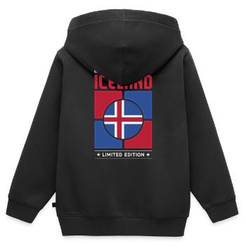 Islande - Sweat Premium à capuche zippé enfant bio - noir - Dos - AI Model Kid Male (0cm)