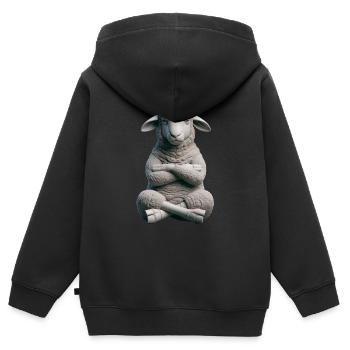 Mouton sinistre 3 - Sweat Premium à capuche zippé enfant bio - noir - Dos - AI Model Kid Male (0cm)