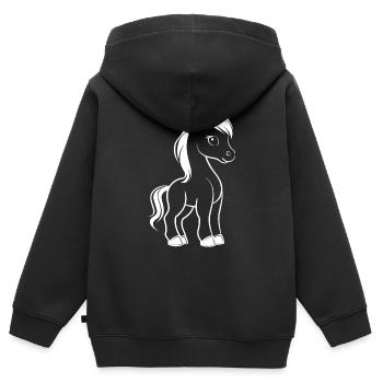 Pony - Kids Premium Organic Zip-up Hoodie - black - Back - AI Model Kid Male (0cm)