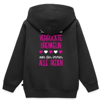 Verrückte Urenkelin Spruch Ur Enkeltochter Enkelin - Kinder Premium Organic Zip Hoodie - Schwarz - Hinten - AI Model Kid Male (0cm)
