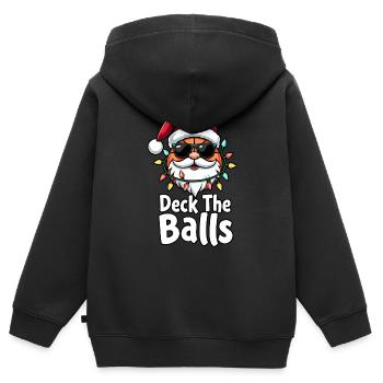 Basketball in Santa Claus Costume Deck The Balls - Kids Premium Organic Zip-up Hoodie - black - Back - AI Model Kid Male (0cm)