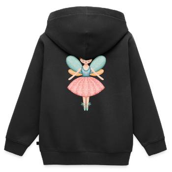 Fée fantaisiste avec jupe rose étoilée - Sweat Premium à capuche zippé enfant bio - noir - Dos - AI Model Kid Male (0cm)