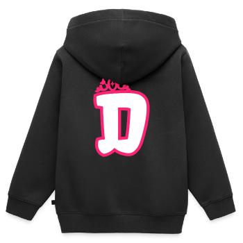 Monogrammierte Kleinkind Mädchen Krone - Kinder Premium Organic Zip Hoodie - Schwarz - Hinten - AI Model Kid Male (0cm)