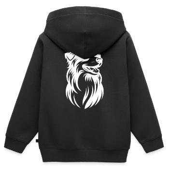 Portrait flou de chien de berger australien - Sweat Premium à capuche zippé enfant bio - noir - Dos - AI Model Kid Male (0cm)